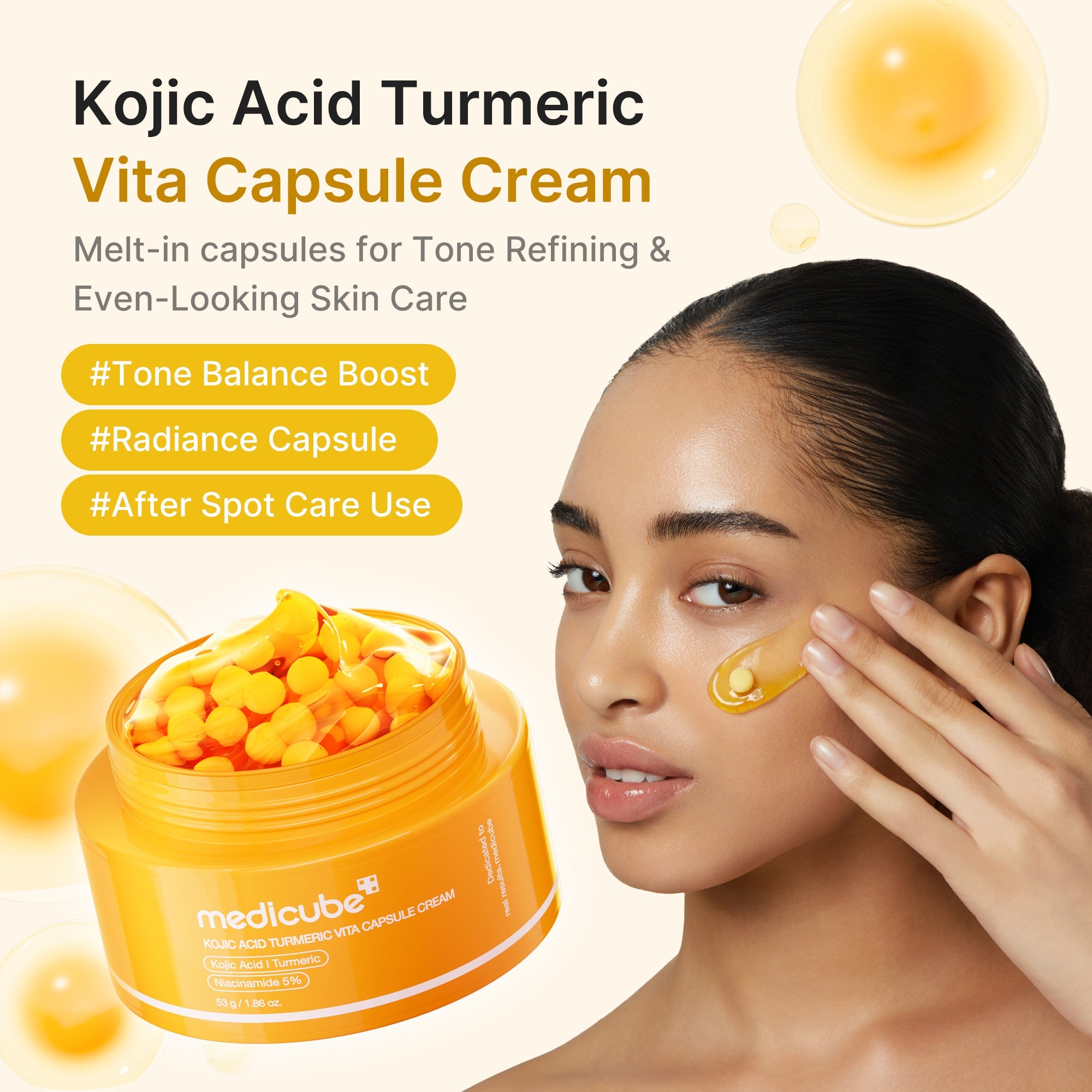 Medicube Kojic Acid Turmeric Vita Capsule Cream – Brightening Face Moisturizer for Dark Spots, Uneven Tone & Radiant Skin