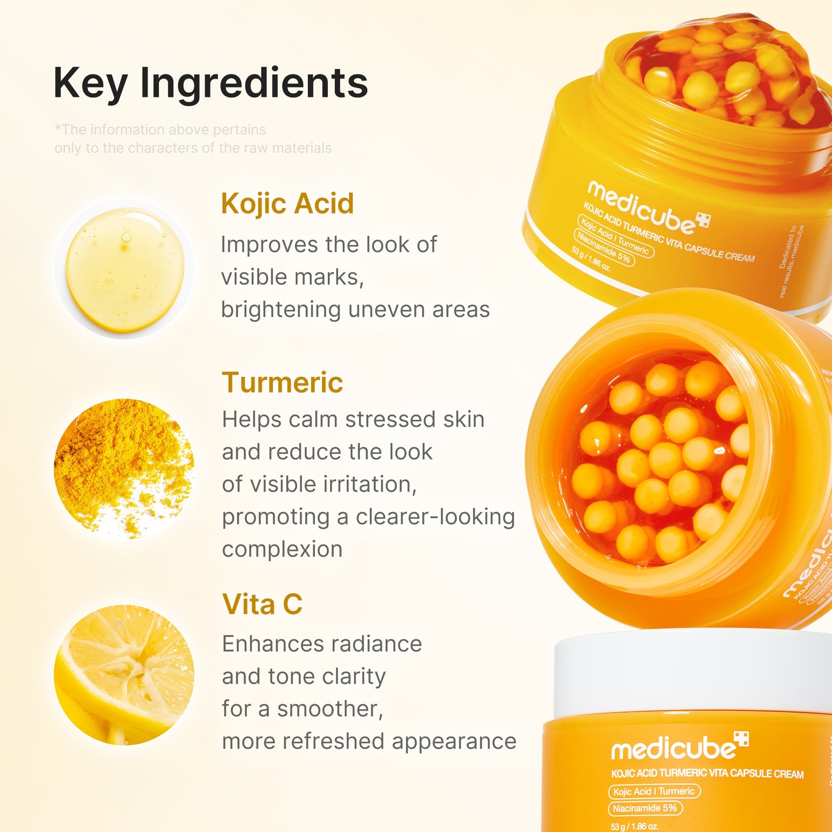 Medicube Kojic Acid Turmeric Vita Capsule Cream – Brightening Face Moisturizer for Dark Spots, Uneven Tone & Radiant Skin