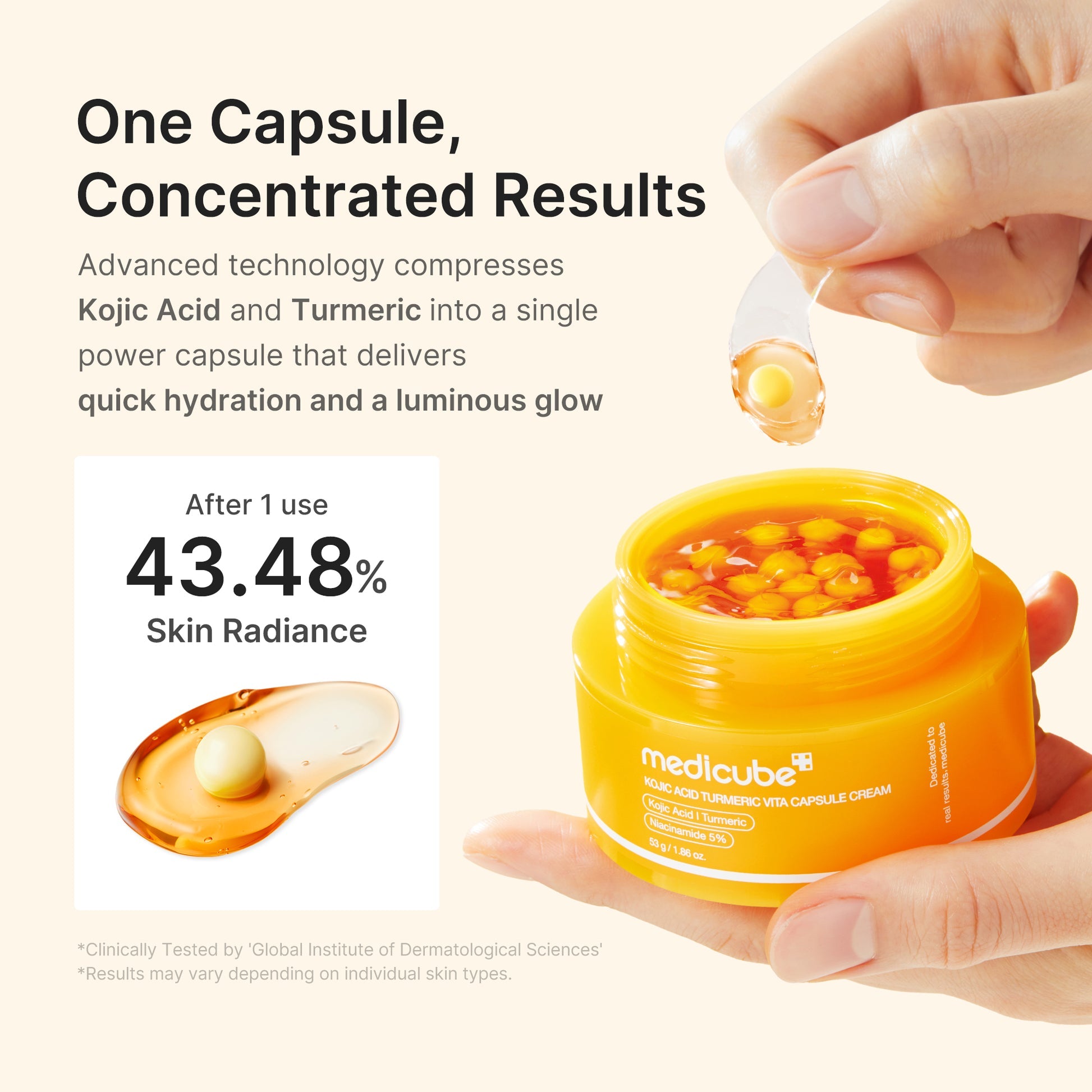 Medicube Kojic Acid Turmeric Vita Capsule Cream – Brightening Face Moisturizer for Dark Spots, Uneven Tone & Radiant Skin