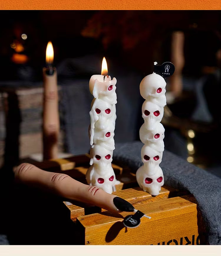 Halloween Scented Candles, Pumpkin, Skeleton & Human Fingers 4-Piece Set