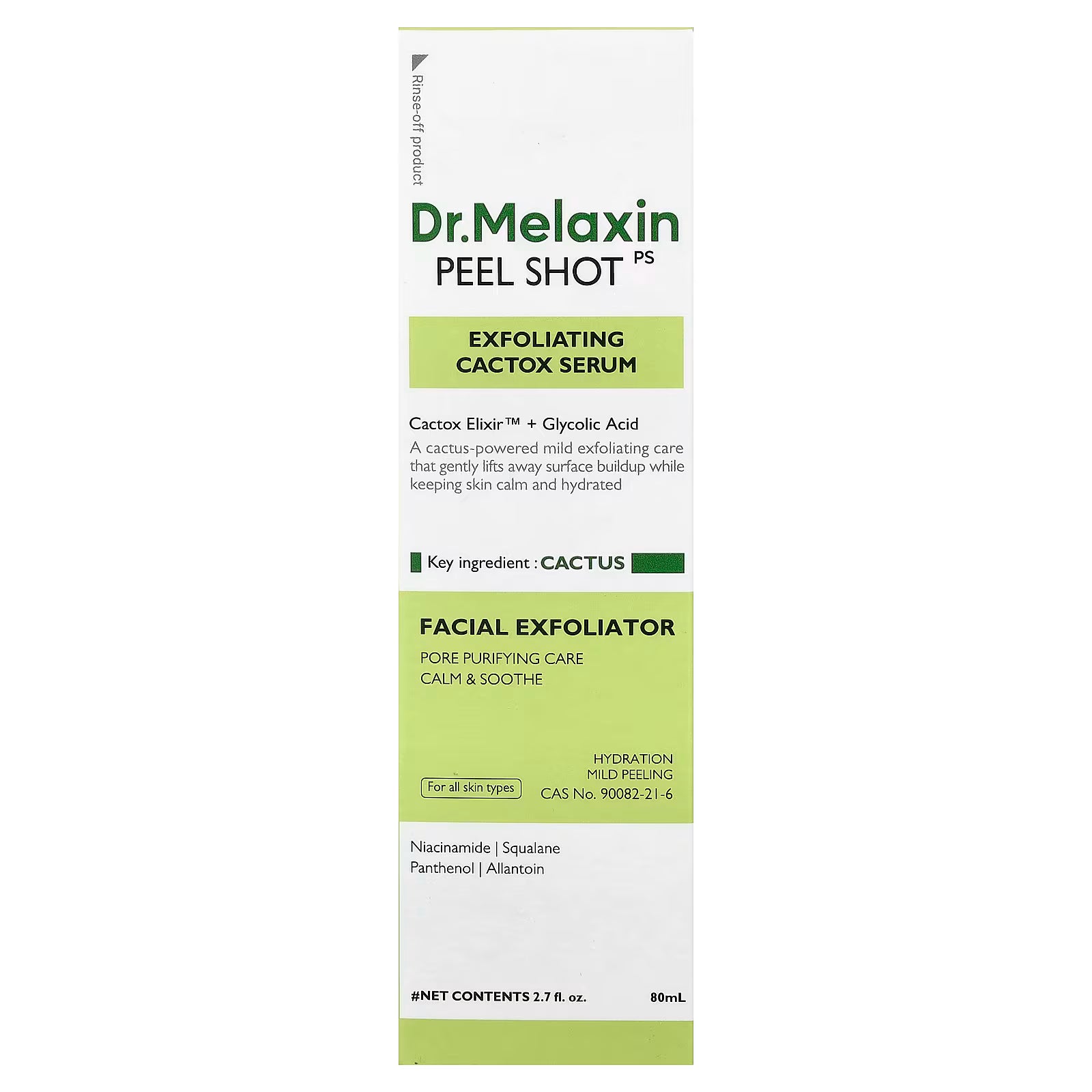 Dr.Melaxin, Peel Shot, Exfoliating Cactox Serum, For All Skin Types, 80 ml (2.7 fl oz)