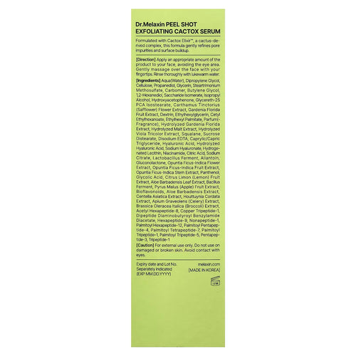 Dr.Melaxin, Peel Shot, Exfoliating Cactox Serum, For All Skin Types, 80 ml (2.7 fl oz)