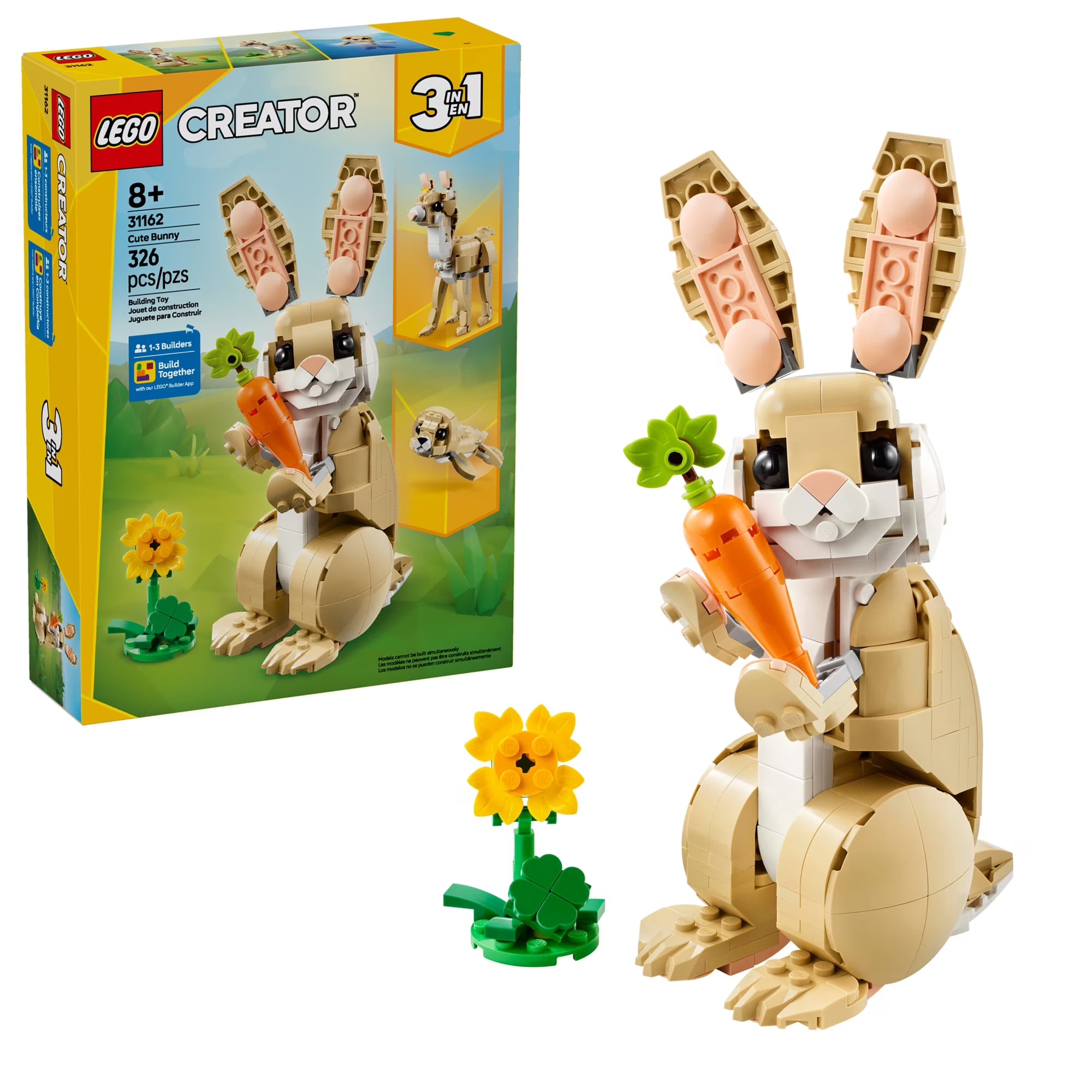 LEGO Creator 3-in-1 Cute Bunny 31162 Building Toy for Kids Ages 8+ – Bunny, Seal, or Llama