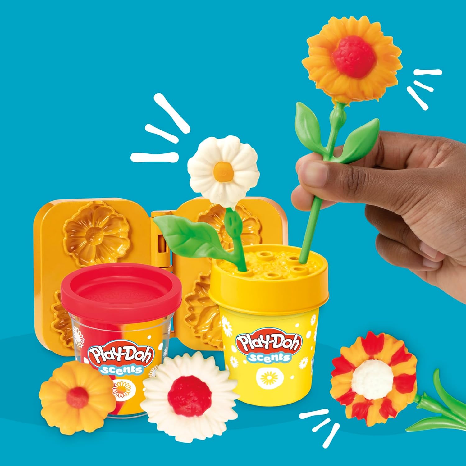 Kids Flower Modeling Clay Craft Kit – Sunflowers & Daisies Pretend Florist Toy, Ages 3+