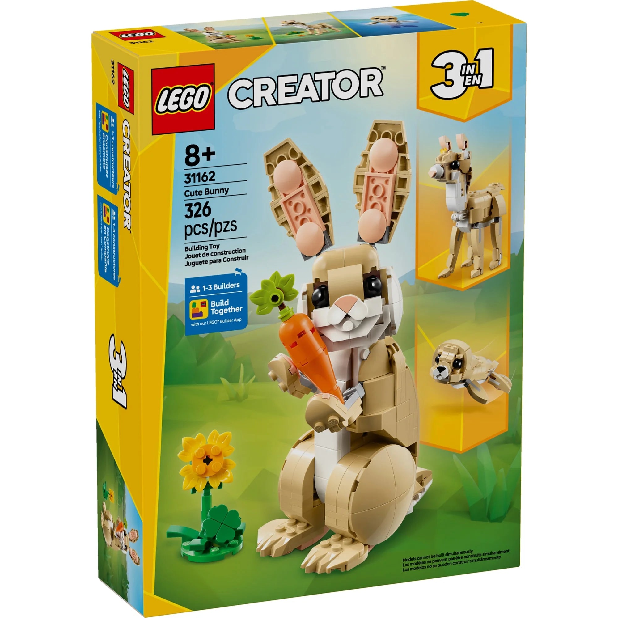 LEGO Creator 3-in-1 Cute Bunny 31162 Building Toy for Kids Ages 8+ – Bunny, Seal, or Llama