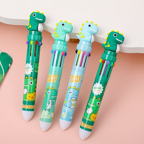 Dinosaur-Themed 10-Color Retractable Ballpoint Pen
