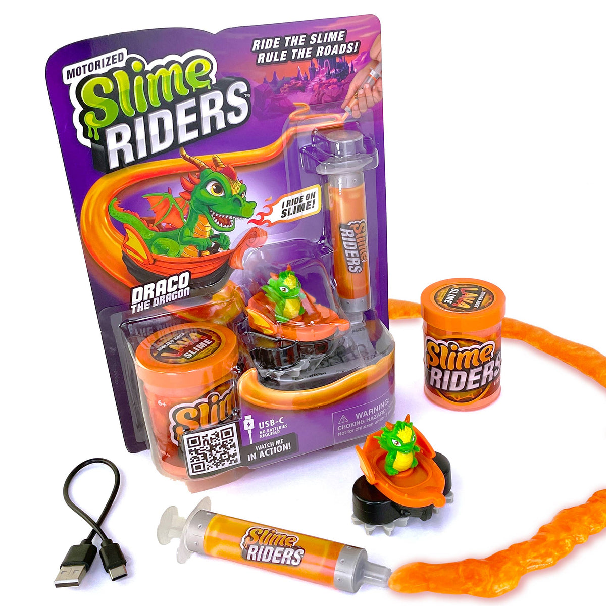 Slime Riders Motorized Rechargeable Toy Car Slime Race Track Builder Kit | The Original Slime Rider - Draco The Dragon