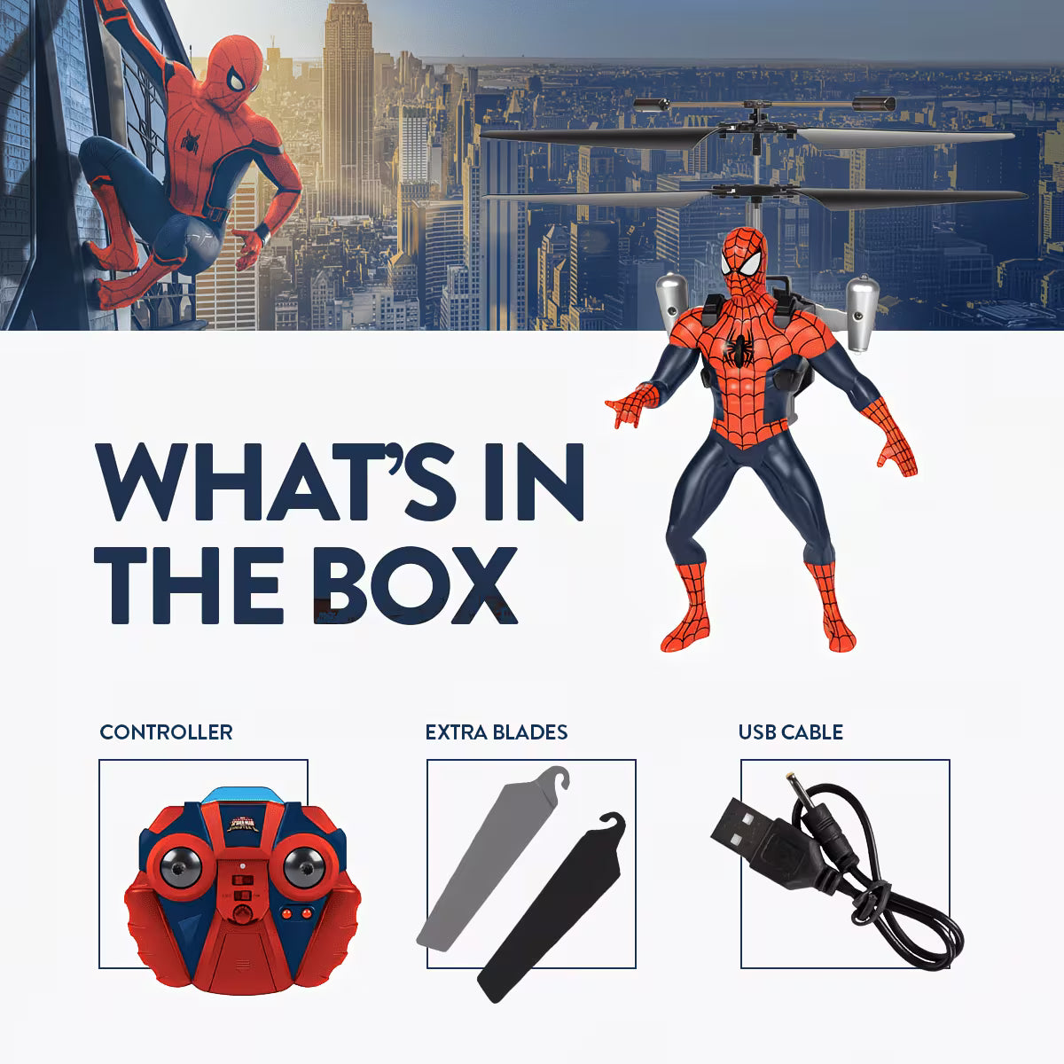 2CH Spider-Man Marvel IR Helicopter Remote Control Indoor Flying Toy for Kids
