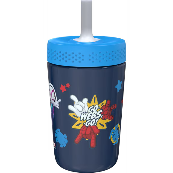 Zak Designs 12oz Spidey & Friends Kids Straw Tumbler - Stainless Steel Vacuum Insulated