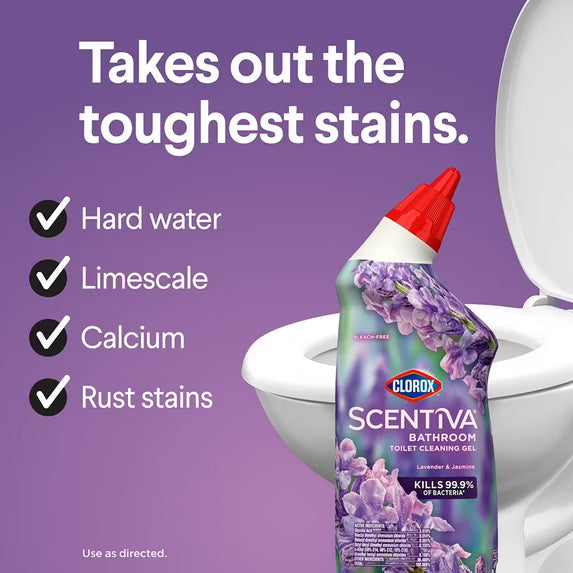 (6 Pack) Clorox Scentiva Bathroom Toilet Cleaning Gel, Lavender and Jasmine, 24 Fl Oz