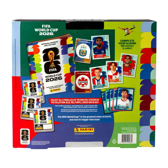 26 Panini FIFA World Cup Soccer Trading Cards Official Sticker Collection Box