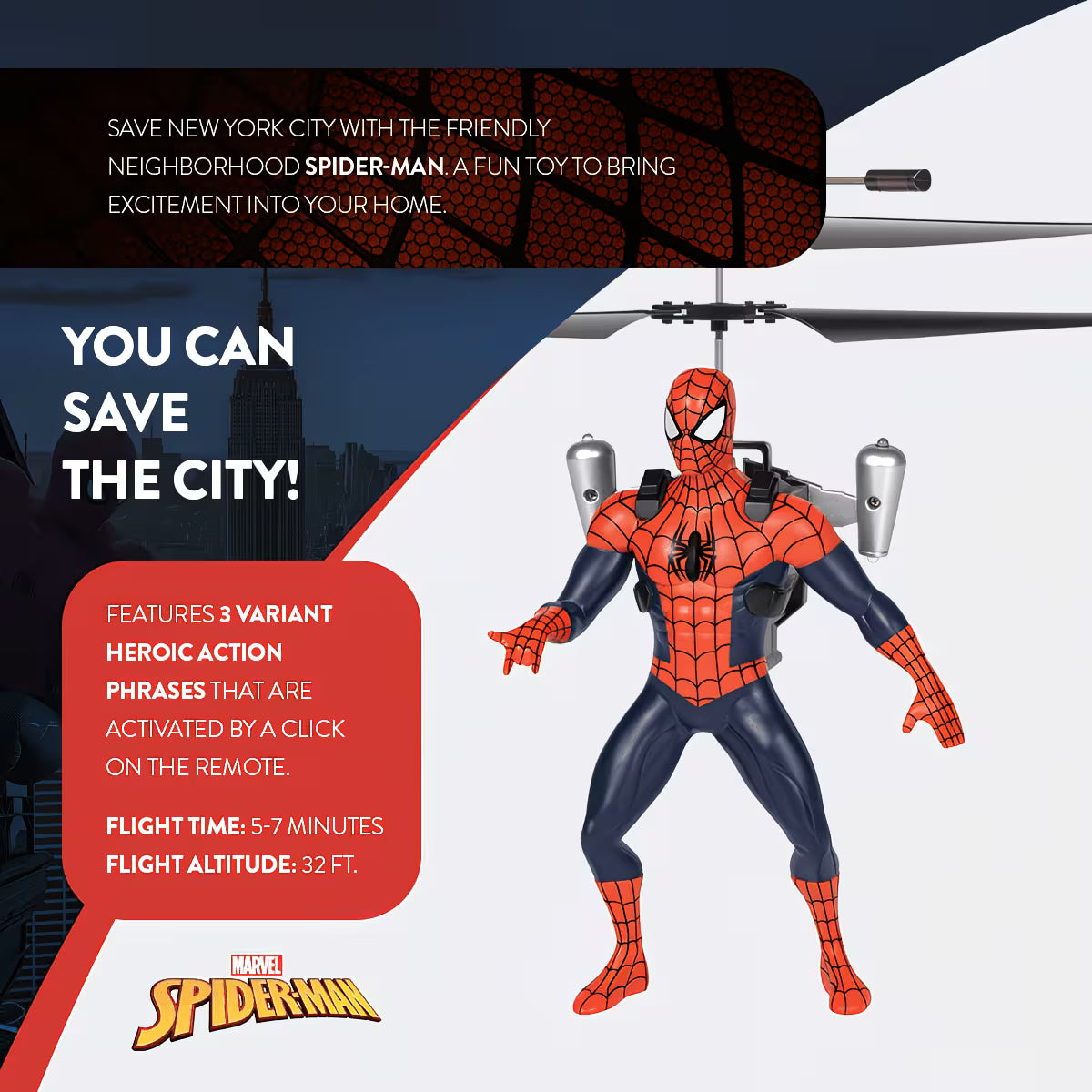 2CH Spider-Man Marvel IR Helicopter Remote Control Indoor Flying Toy for Kids