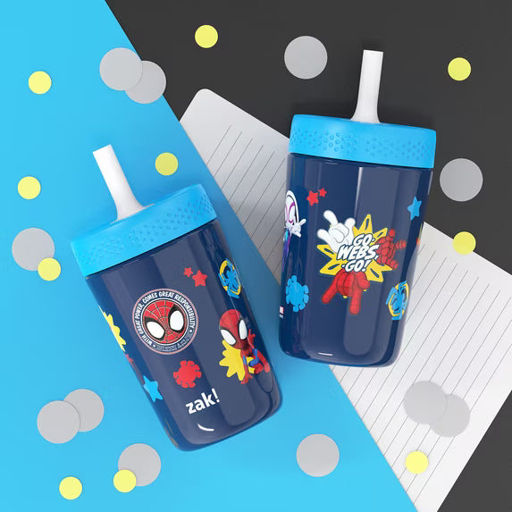 Zak Designs 12oz Spidey & Friends Kids Straw Tumbler - Stainless Steel Vacuum Insulated