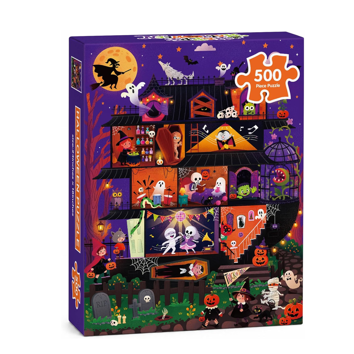 500 Piece Halloween Jigsaw Puzzle for Adults, Trick or Treat Haunted House, 24 x 18 Inch