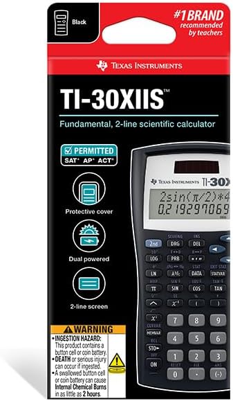 Texas Instruments TI-30XIIS Scientific Calculator – 2-Line Display, Battery & Solar Powered