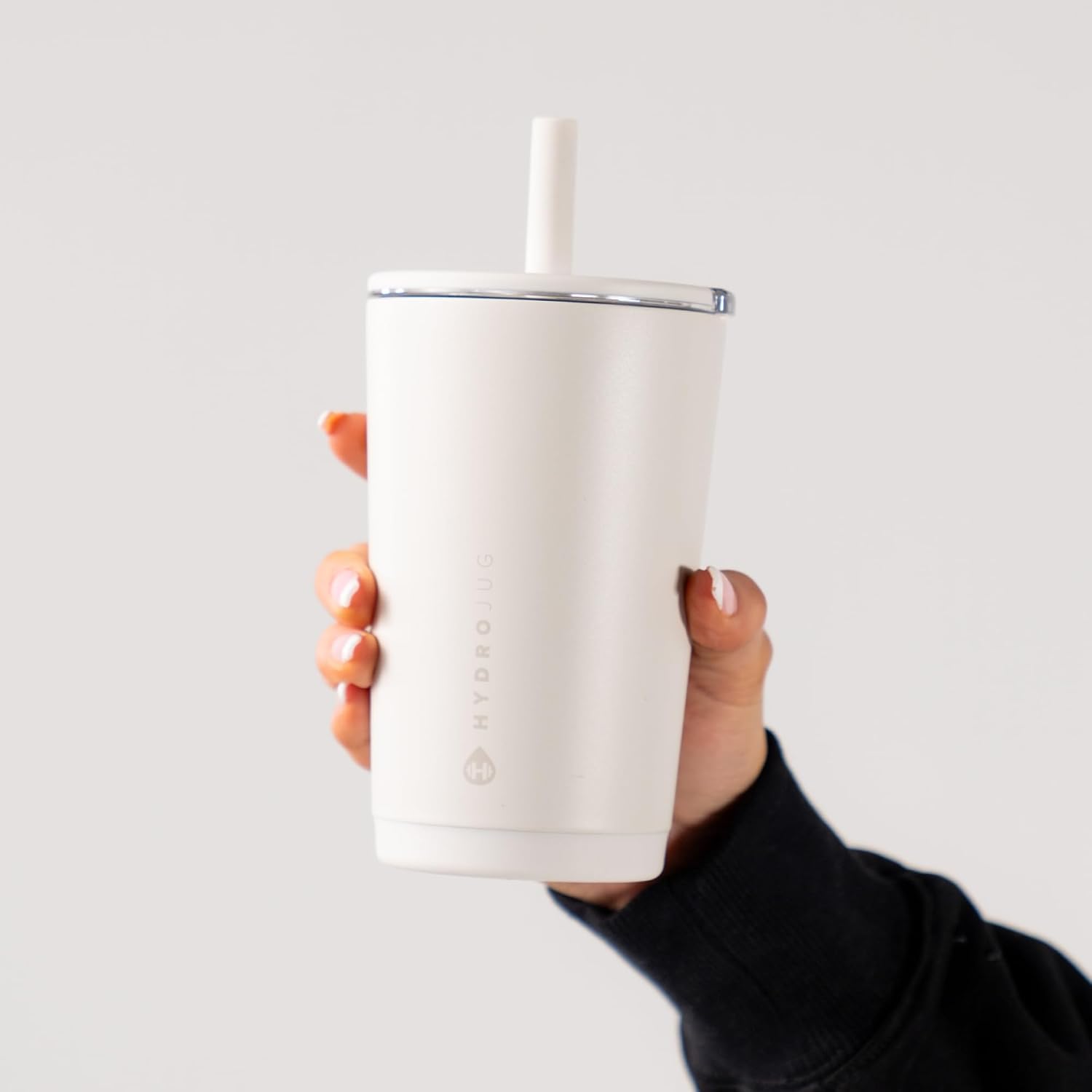 HydroJug Everyday Tumbler 14 oz, Ceramic-Lined Straw Cup, Linen