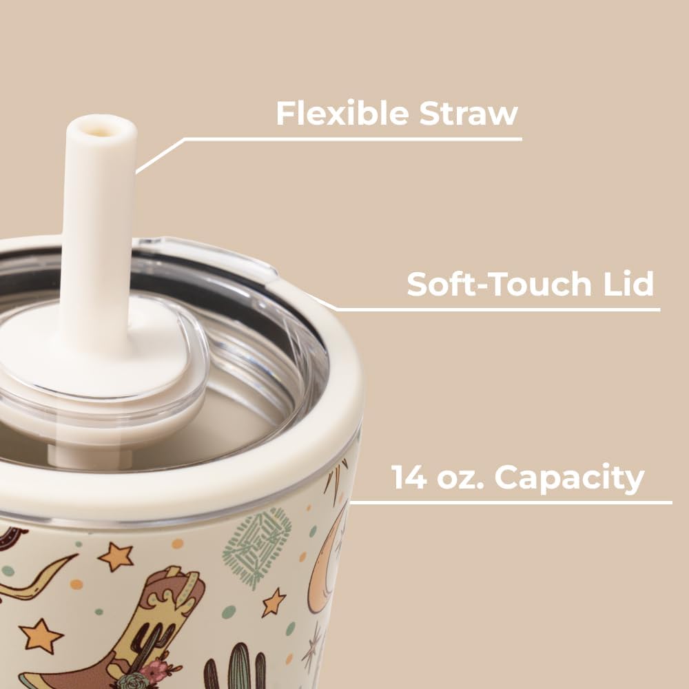 HydroJug Everyday Tumbler 14 oz, Ceramic-Lined Straw Cup, Rodeo