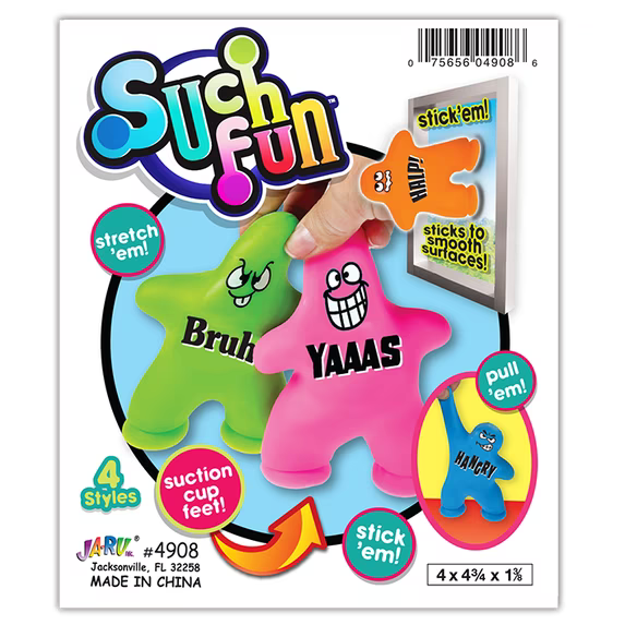 Suction Cup Squish Dude Fidget Toy - Assorted Colors and Sayings
