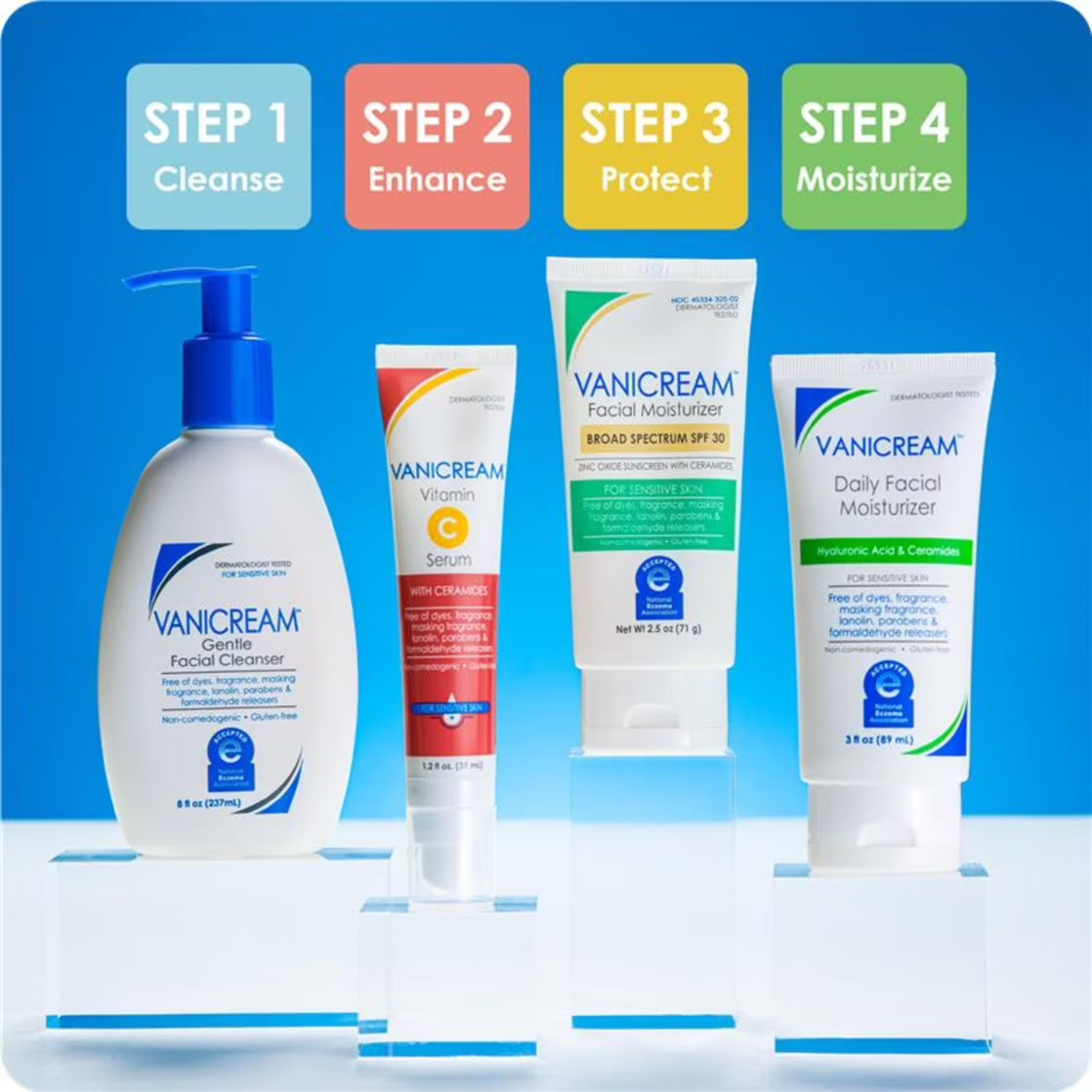 Vanicream Facial Moisturizer with SPF 30, Mineral Sunscreen with Ceramides for Sensitive Skin, Lightweight Broad-Spectrum Protection, Fragrance-Free, 2.5 oz