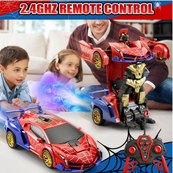 Spider Transform RC Car 2.4GHz Remote Control | One Button Deformation 360° Rotation with LED Lights