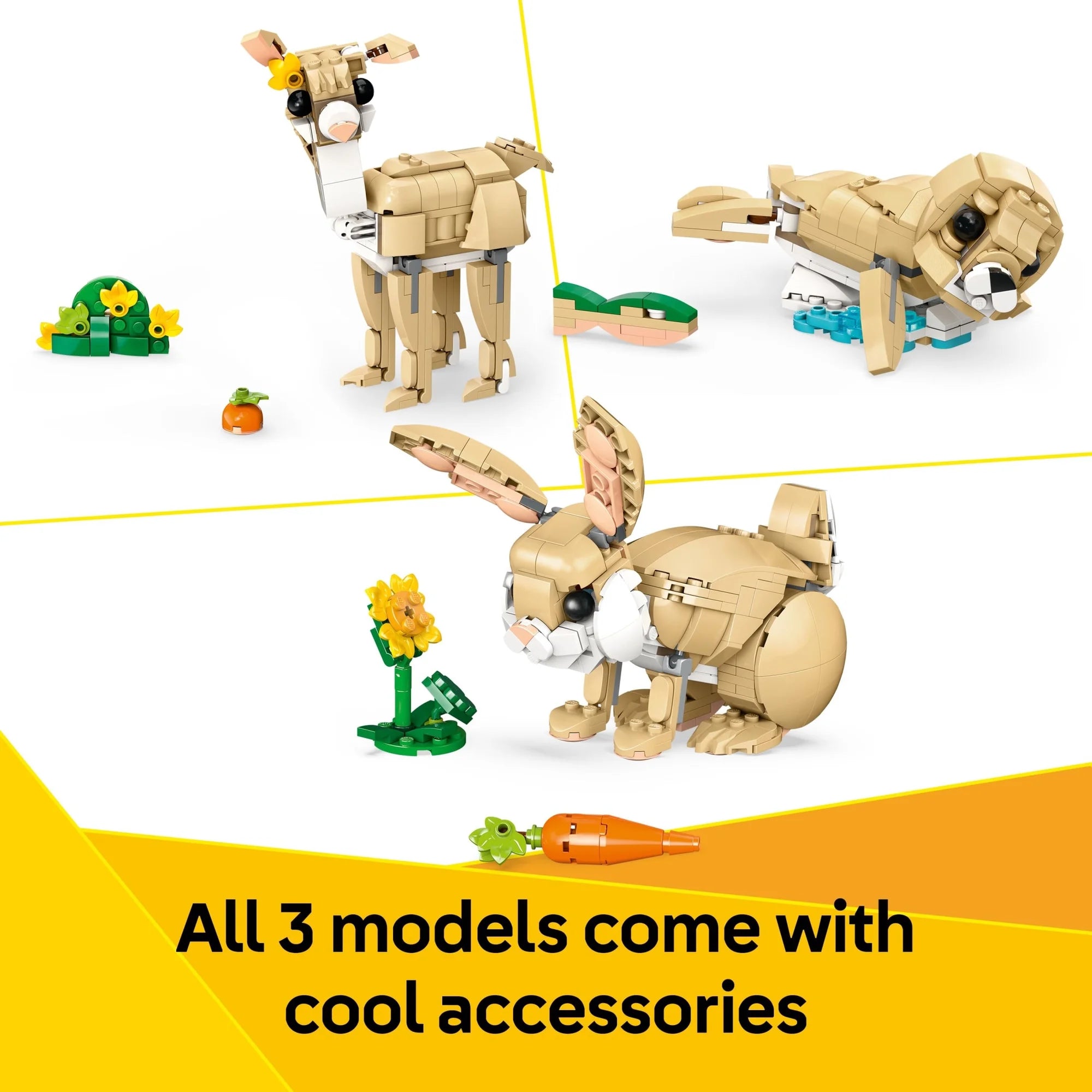 LEGO Creator 3-in-1 Cute Bunny 31162 Building Toy for Kids Ages 8+ – Bunny, Seal, or Llama
