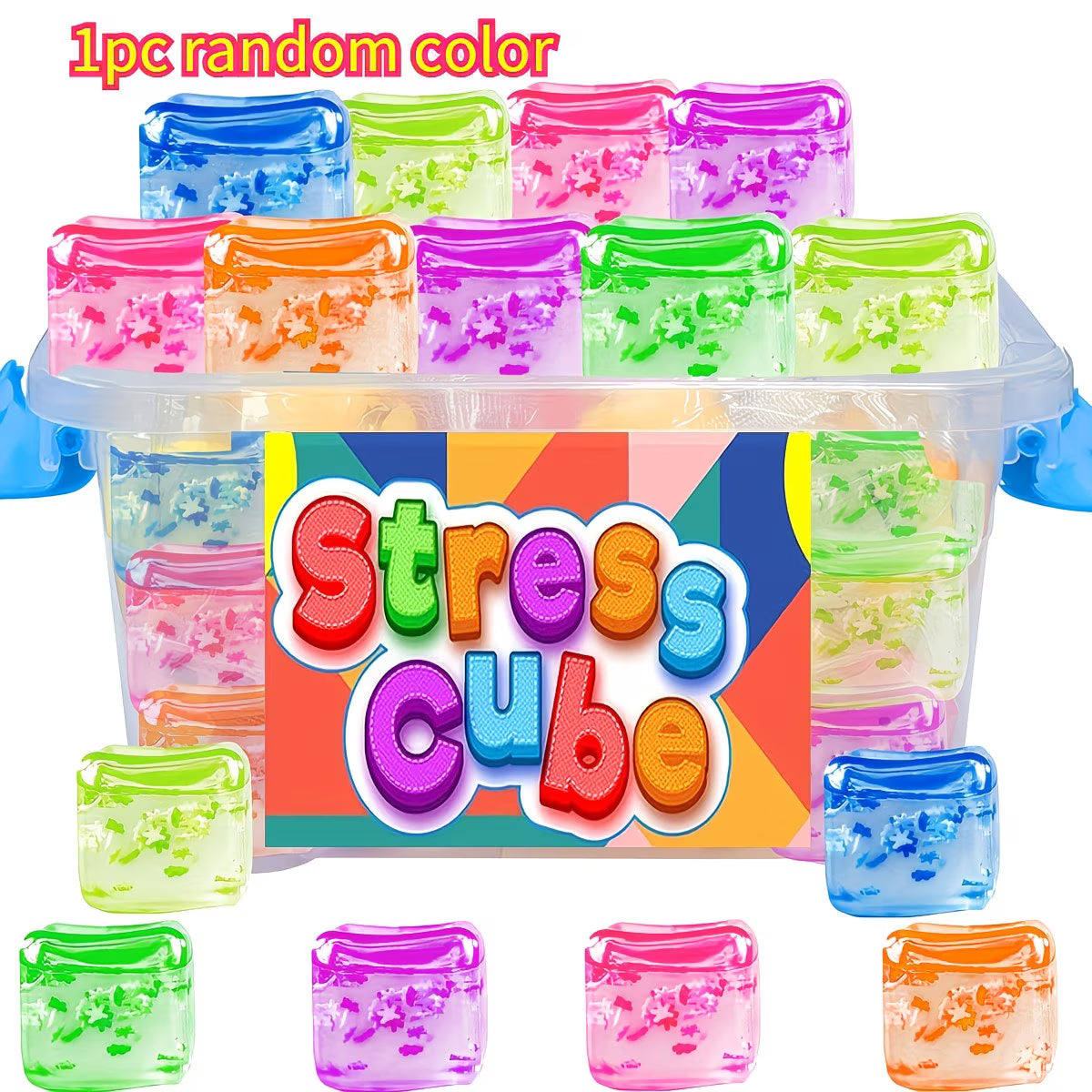 Soft Ice Cube Pressure Squeeze Toy 1pc Random Color