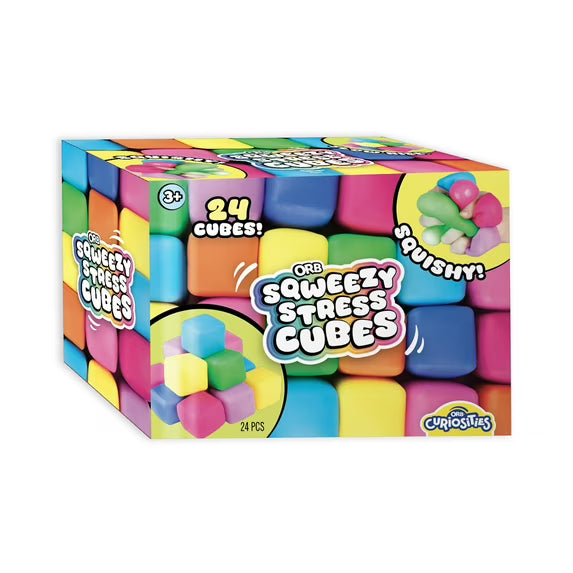 ORB 24 Pack Slow Rising Squishy Stress Cubes - Easy Sqweezy Squishy Cubes