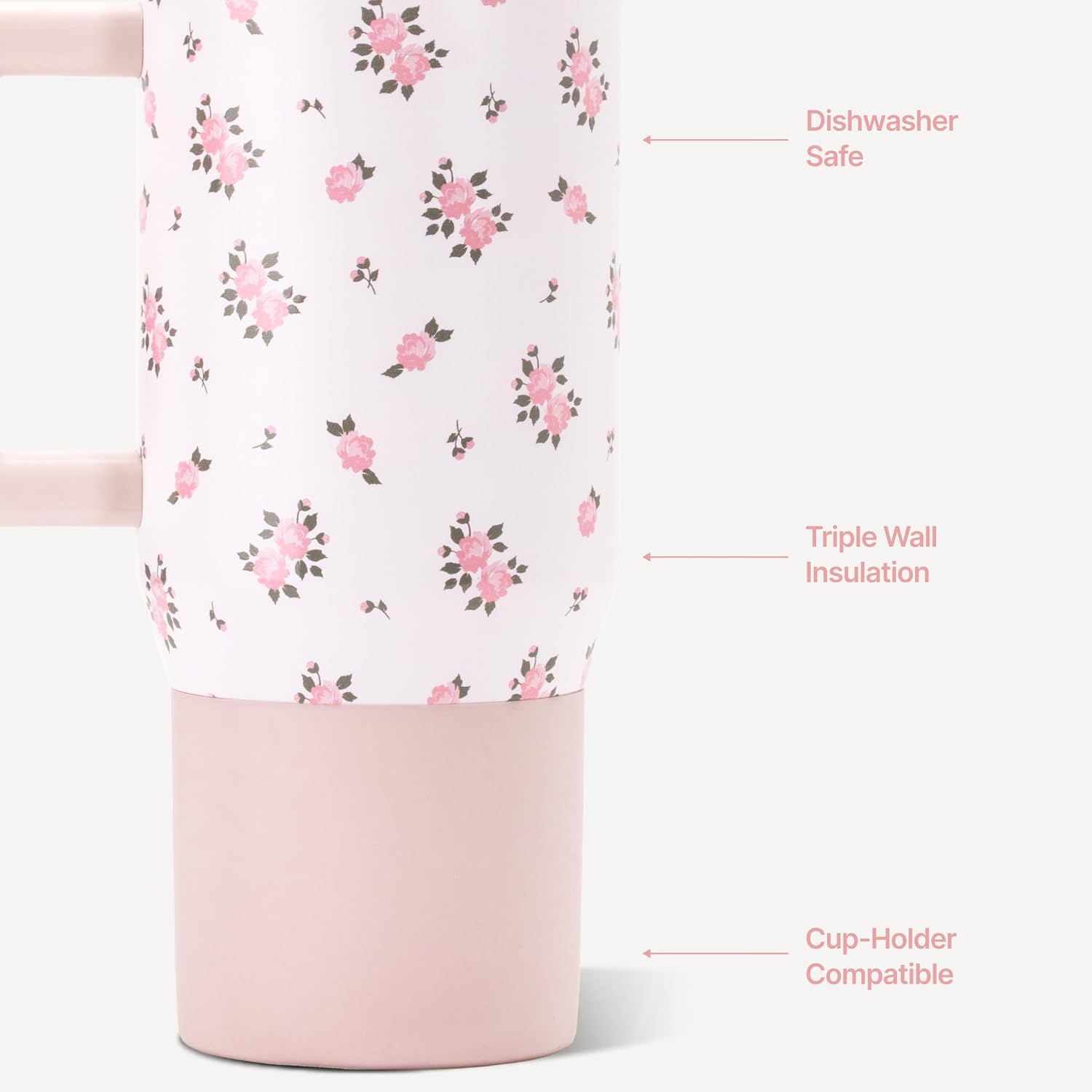 HydroJug Coffee Traveler 20oz Ceramic-Lined Mug with Handle, Wildrose