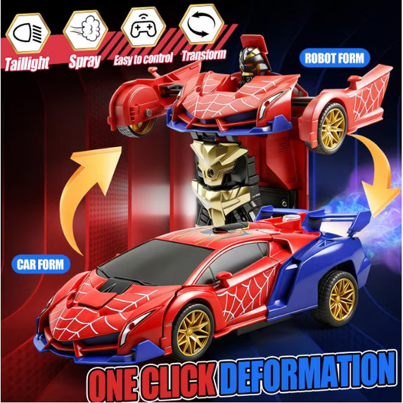 Spider Transform RC Car 2.4GHz Remote Control | One Button Deformation 360° Rotation with LED Lights