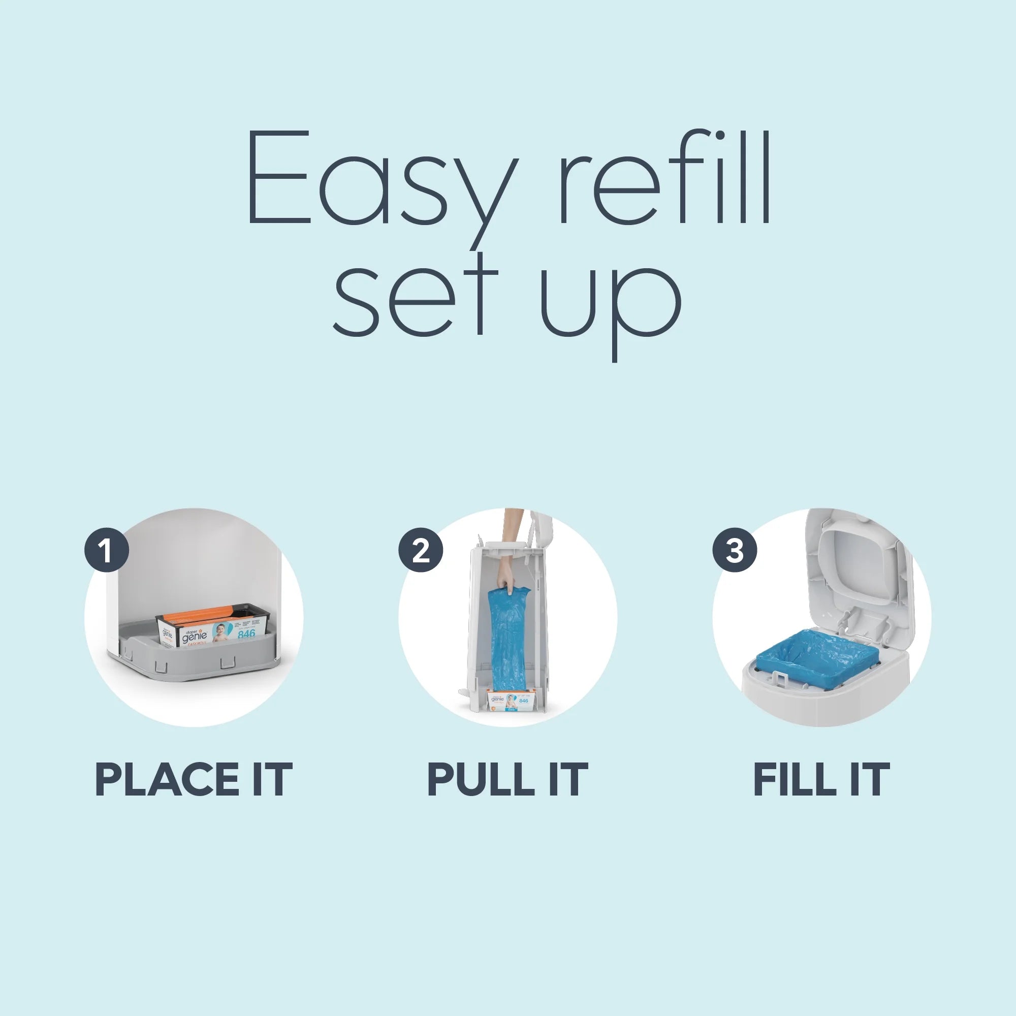 Diaper Genie Diaper Pail Easy Roll Refill with 18 Bags, Holds up to 846 Newborn Diapers