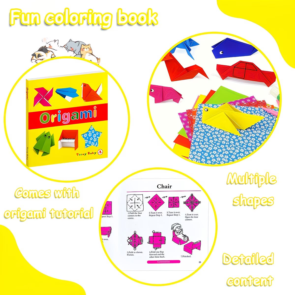 English Origami Set – 40 Sheets of Folding Paper & 69 Easy Model Diagrams