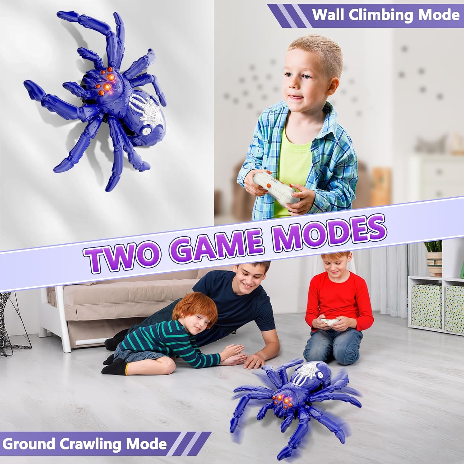Ven Bots Wall-Climbing Spider RC Toy – Rechargeable Robot Spider with LED Eyes, Kids Gift