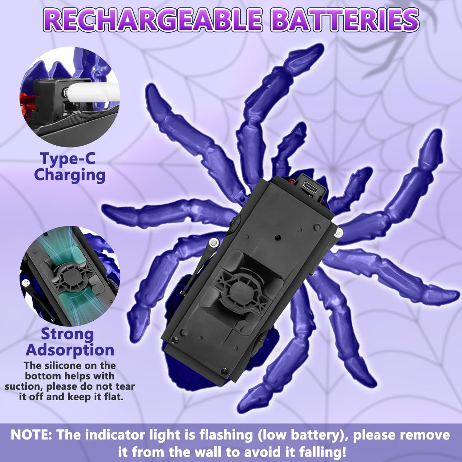 Ven Bots Wall-Climbing Spider RC Toy – Rechargeable Robot Spider with LED Eyes, Kids Gift