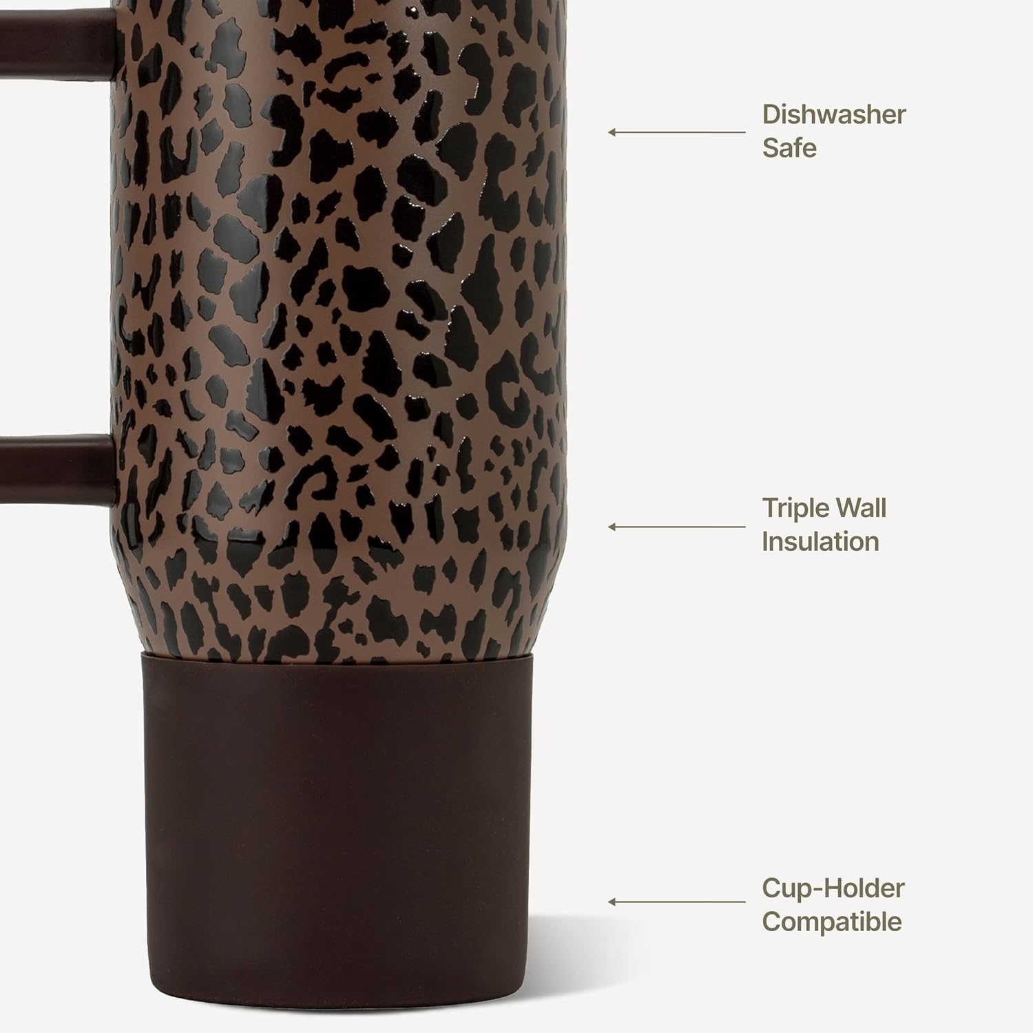HydroJug Traveler 20oz Kids Insulated Tumbler with Handle, Brown Leopard