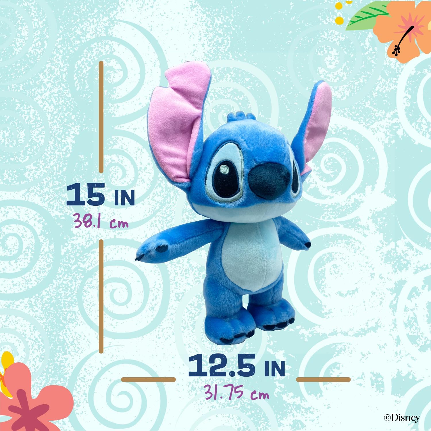 ilo & Stitch Soft Huggable Stuffed Animal Cute Plush Toy for Toddler Boys and Girls, Gift for Kids, Blue Stitch 15 Inches