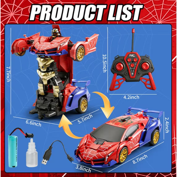 Spider Transform RC Car 2.4GHz Remote Control | One Button Deformation 360° Rotation with LED Lights