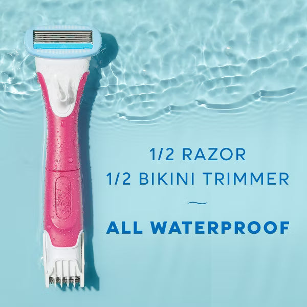 Schick Hydro Silk TrimStyle Women’s Razor with Bikini Trimmer – 5 Blade Razor & Battery Powered Trimmer, 1 Handle + 1 Refill