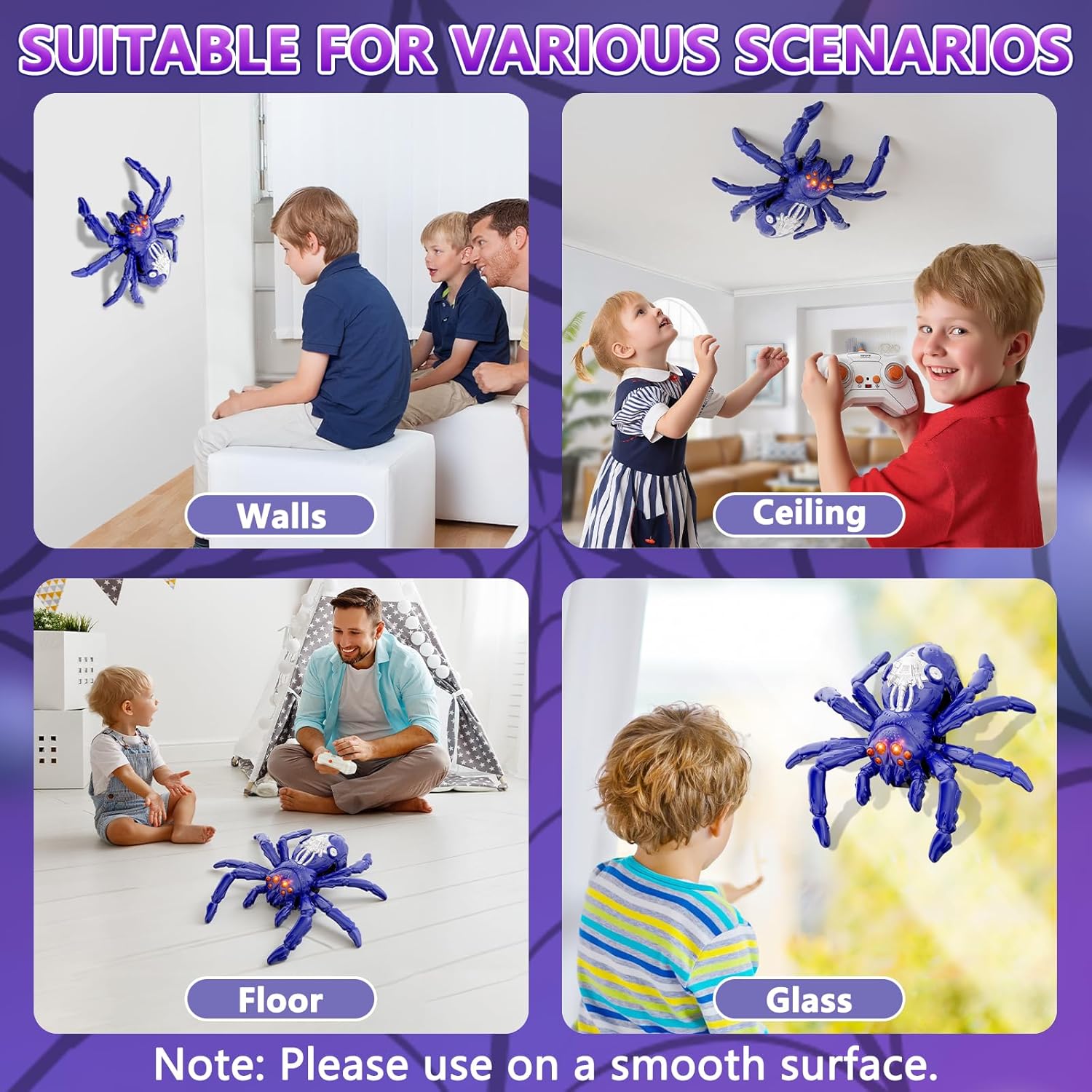 Ven Bots Wall-Climbing Spider RC Toy – Rechargeable Robot Spider with LED Eyes, Kids Gift