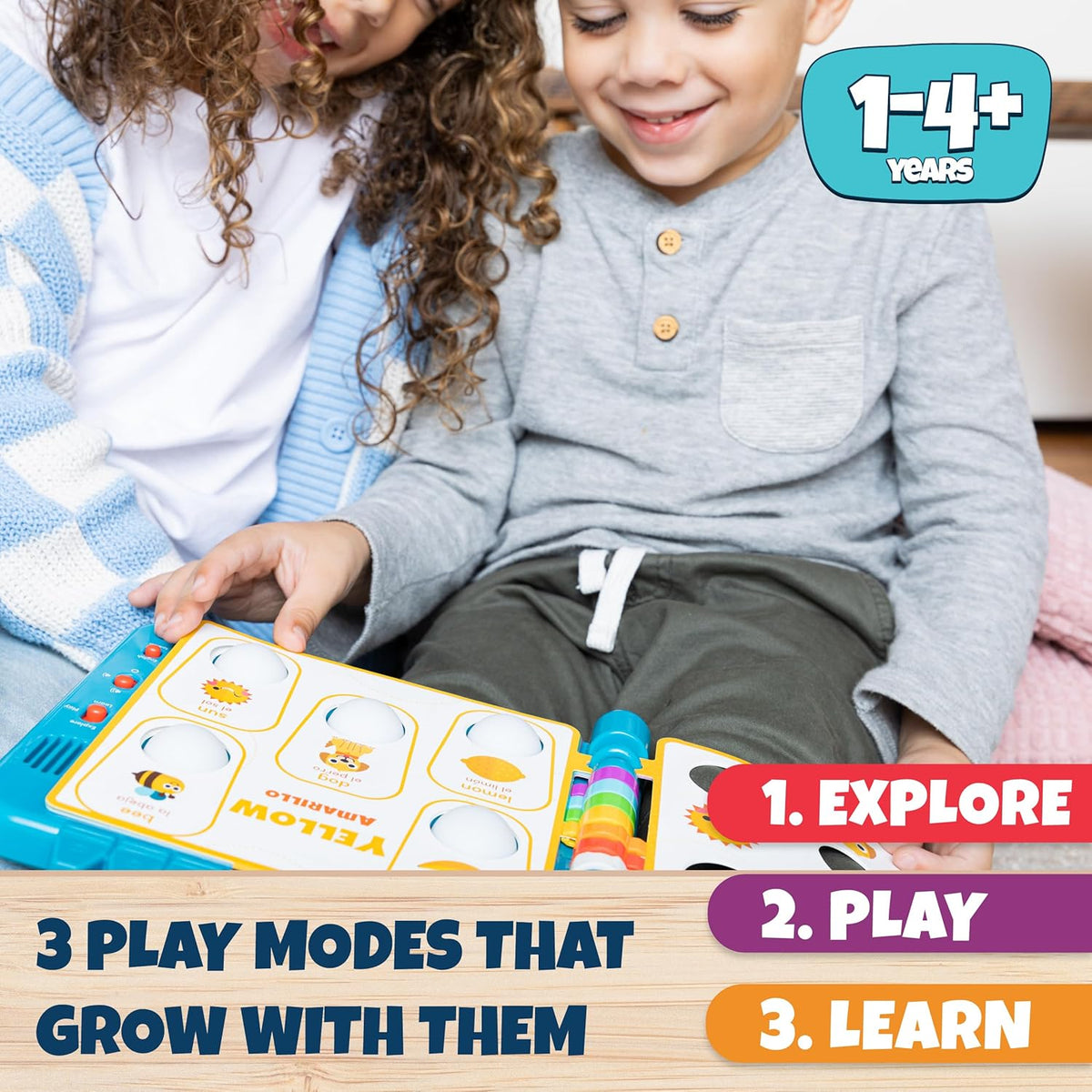 Chuckle & Roar Pop It! Book: Colors - Interactive Sensory Learning Book with Bilingual English & Spanish Play, Grow-with-Me Modes, Quiet Mode, Color Learning Toy for Toddlers Ages 1-4+