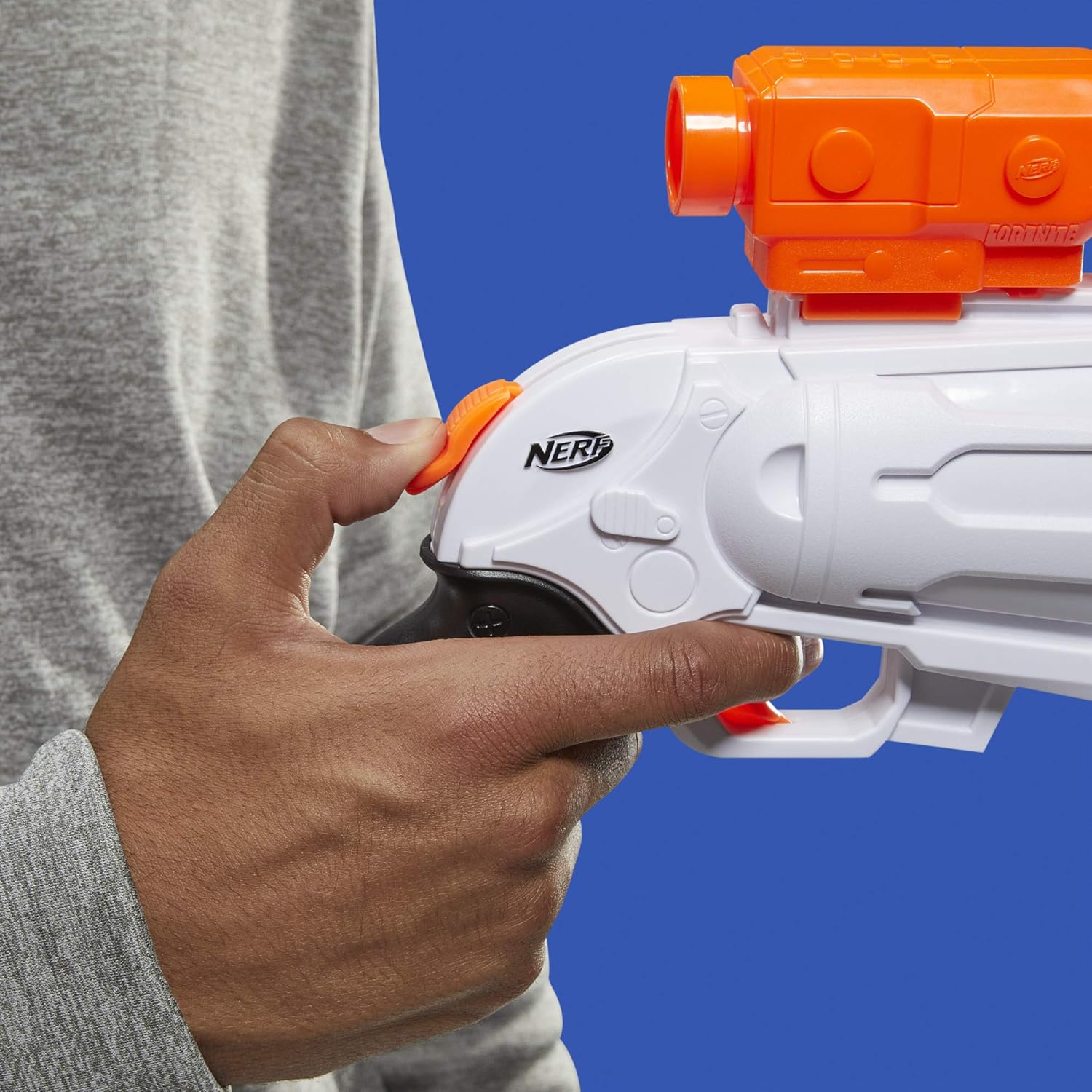 Nerf Fortnite SR Blaster - 4-Dart Hammer Action - Includes Removable Scope and 8 Official Nerf Elite Darts - for Youth, Teens, Adults