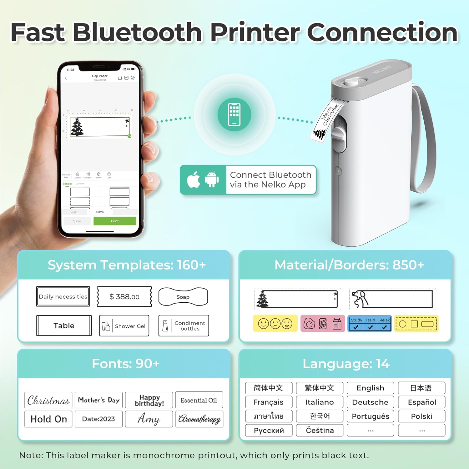 Nelko P21 Bluetooth Portable Label Maker – Wireless Thermal Printer for Home, School & Office
