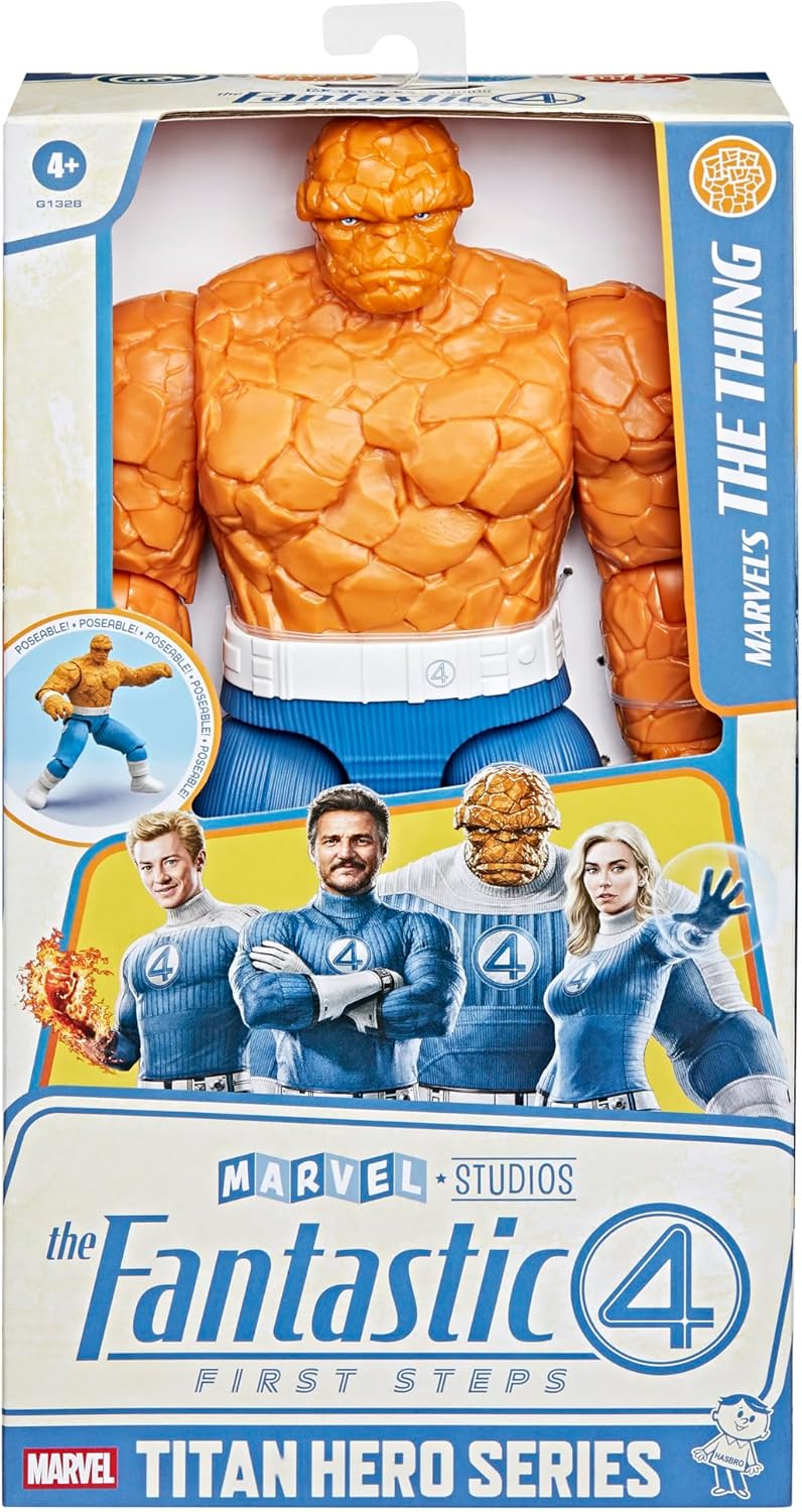 Marvel Studios Titan Hero Series The Fantastic Four: First Steps Marvel’s The Thing Action Figure, 12-Inch-Scale (30 cm) Super Hero Figures & Toys, 4+
