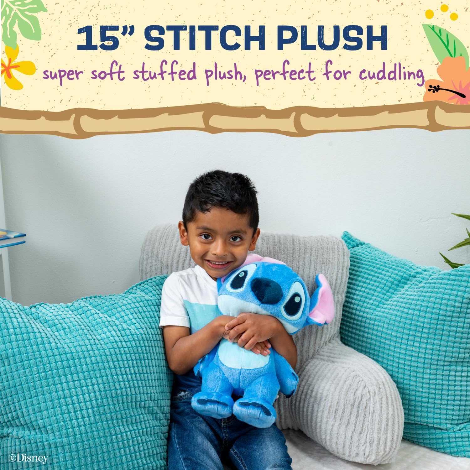 ilo & Stitch Soft Huggable Stuffed Animal Cute Plush Toy for Toddler Boys and Girls, Gift for Kids, Blue Stitch 15 Inches