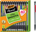 BIC Xtra Smooth Mechanical Pencils 0.7mm – 40 Pack, Refillable & Retractable #2 HB