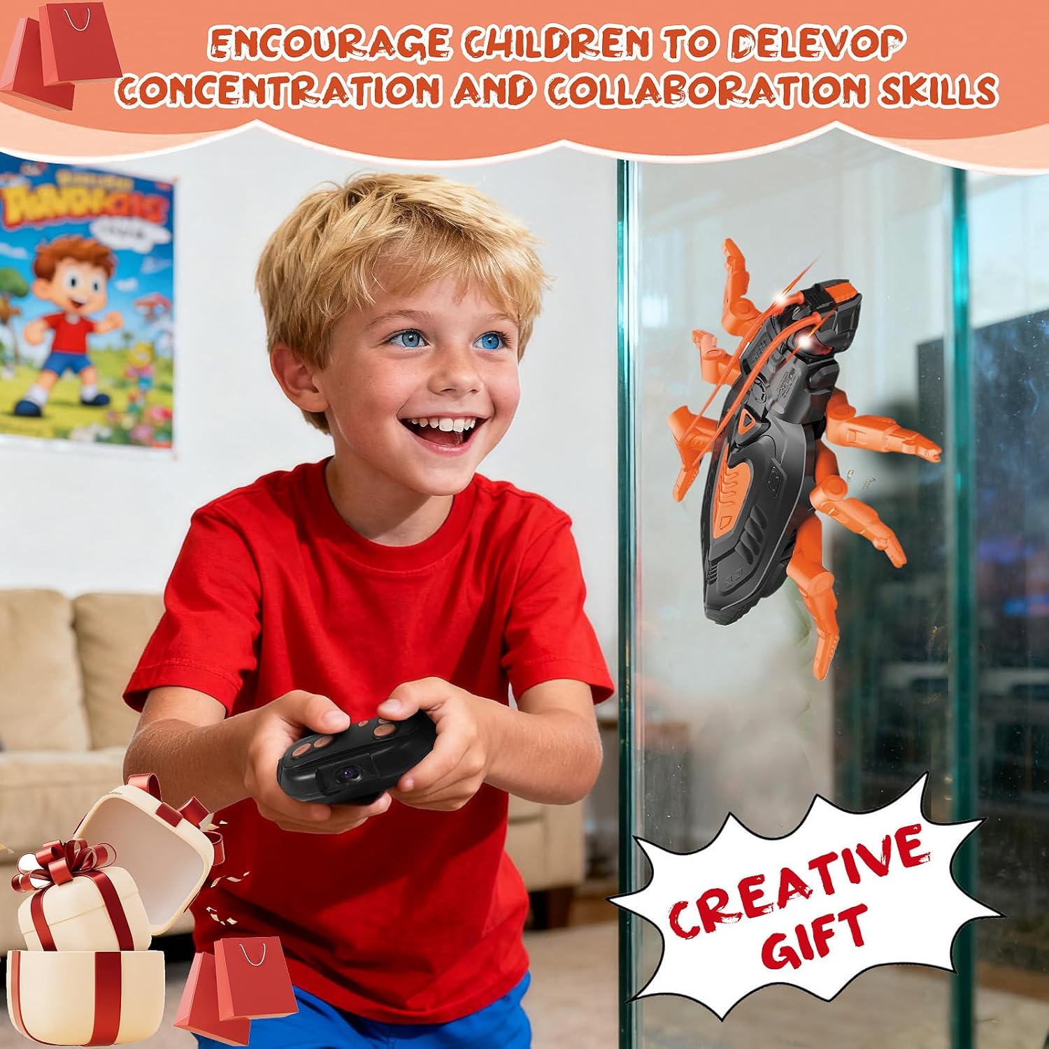 Ven Bots RC Cockroach Wall Crawler Toy for Kids – Realistic Remote Control Creepy Crawly Robot