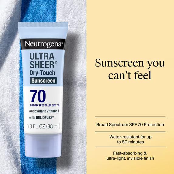 Neutrogena Ultra Sheer Dry-Touch Sunscreen Lotion Broad Spectrum SPF 70, 3 fl oz