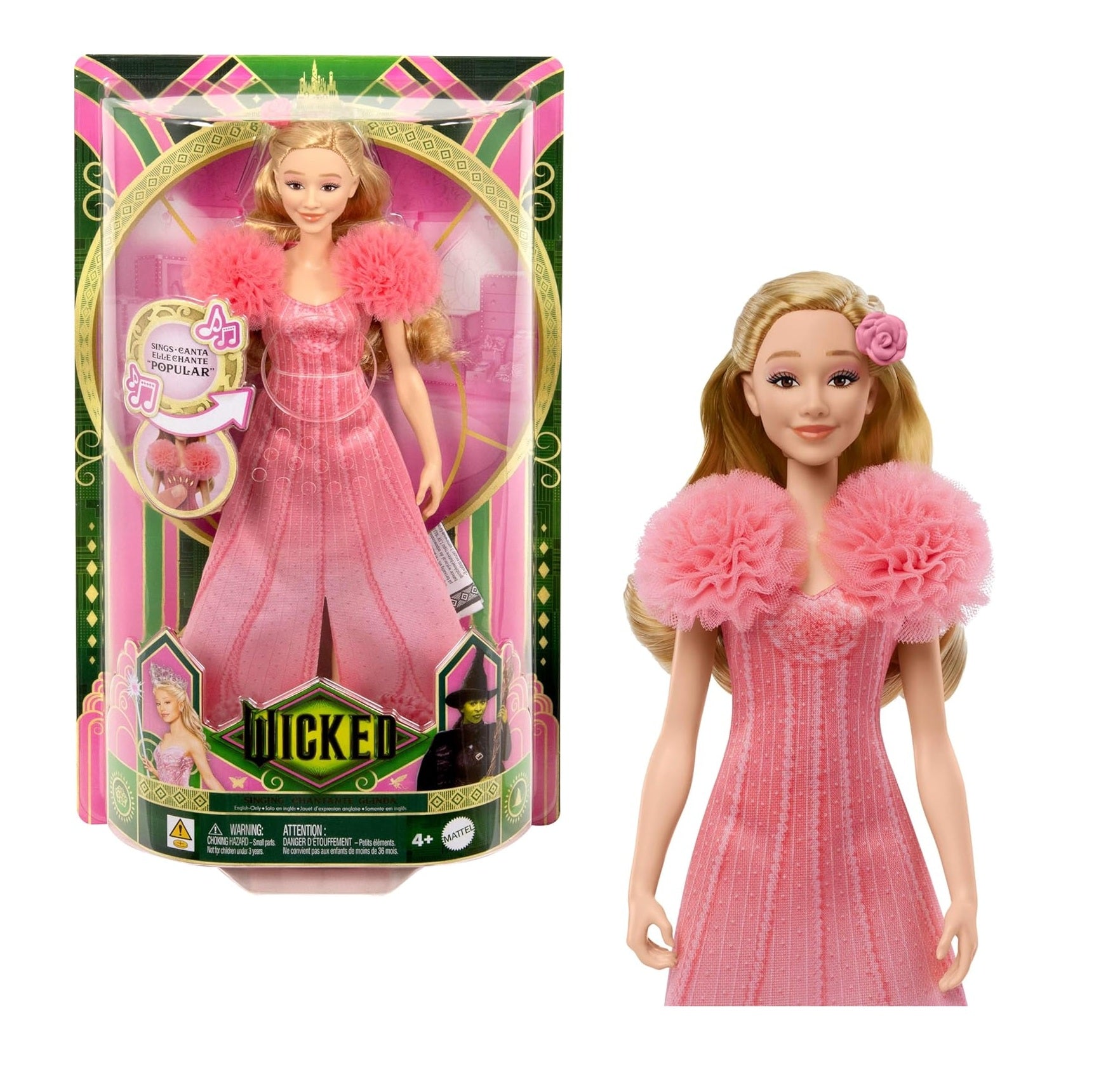 Wicked Singing Glinda Fashion Doll & Accessories, Posable with Movie-Inspired Look