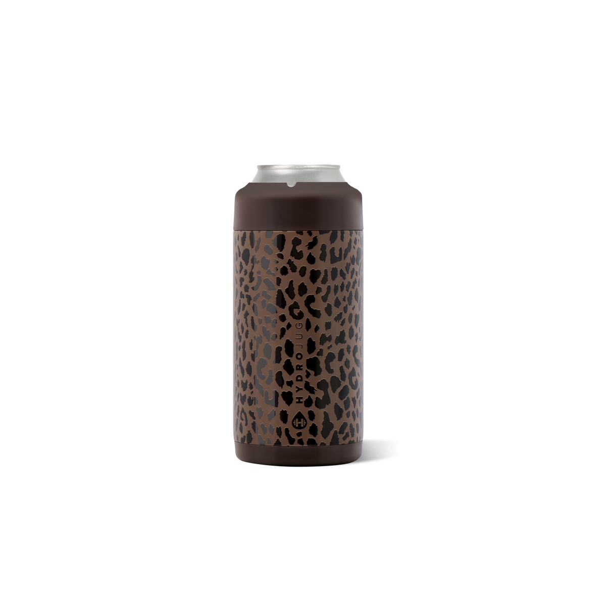 Brown Leopard HydroJug 12 oz Slim Can Cooler