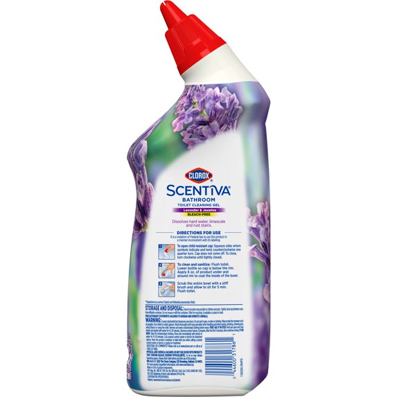 (6 Pack) Clorox Scentiva Bathroom Toilet Cleaning Gel, Lavender and Jasmine, 24 Fl Oz