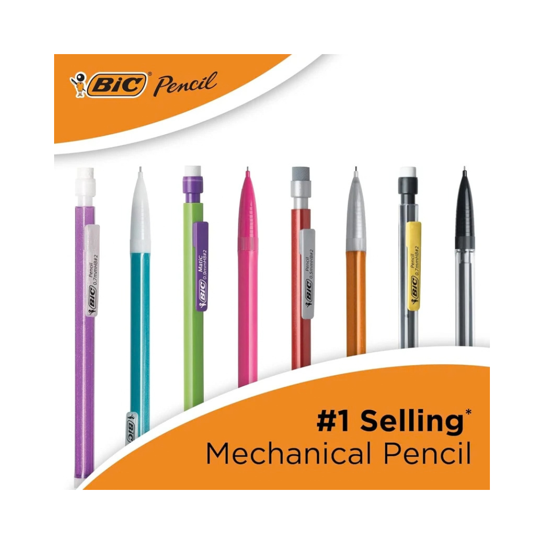 BIC Xtra-Sparkle Mechanical Pencils 0.7mm – 48 Pack, Colorful Barrel, Retractable #2 Lead